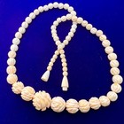 Vintage Necklace With Carved Natural Material Beads  Fine Condition