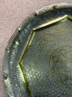 Vtg Solid Brass Tray 27    L Round Hand Hammered Table Top Platter Scalloped Edges