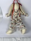 Handmade Vintage Cloth Bunny Rabbit Doll Plush Lace Pajamas Red Ribbon 