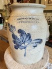 Antique Cowden Wilcox Harrisburg Pa 1 Gallon Stoneware Floral Crock Jar 9 5