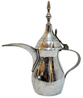 Vntg Middle Eastern Arabian Brass Dallah Coffee Pot Arabic Islamic Silver Plate