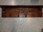 Vintage Hand Carved Wood Wall Shelf Coat Hat Rack Lion Heads