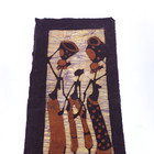 Vintage African Wax Batik Wall Art Fabric Paint 19    X 9    Zitha Signed Unframed