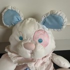 Vtg Fisher Price Puffalump Puppy Dog Nylon Plush 1356 1988 Pink Blue Bear Rattle