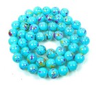 8mm Drawbench Glass Spray Painted Round Beads - Turquoise Blue 16 