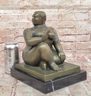 Botero Hand Made Bronze Woman Figurine With Marble Base Signed Artwork Decor Nr