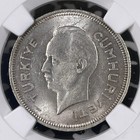 1940 Turkey 1 Lira Ngc Ms62 Lot g1787 Silver  Nice Unc 