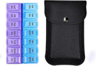 Travel Pill Organizer 2 Times A Day  Pu Leather Portable Pill Case For Women    
