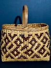 Pristine Cherokee Rivercane Market Basket  Rare Double Peace Pipe Design  Mint 
