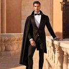 British Men s Suit With Cape Formal Wedding Groom Tuxedos Party Prom Blazer Pant