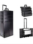 Rolling Makeup Train Case Aluminum Cosmetic Trolley Organizer Box Black