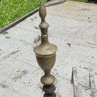 Pair 20    Brass   Cast Iron Footed Fireplace Andirons Fire Dogs Urn Top Patina