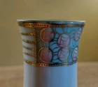 Antique Nippon  m  Porcelain Hand Painted Gold Blue Pink Floral Hat Pin Holder