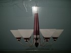 Hampton Bay Transitional 6-light Chandeliers Brushed Nickel And Redwood Set Of 4