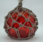 Vintage Glass Fishing Float In  Red Amber