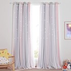  Baby Room Decor  Short Window Curtains For 52 w X 63 l  pack Of 2  Pink   Grey