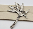 Vintage Silver-tone Wheat Sheaf Brooch  Botanical Leaf Spray Modernist Pin  2 5 