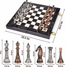 Retro Metal Chess Set - Marbling Folding Chess Board With Metal Pieces