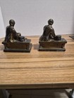 Vintage Antique Abraham Lincoln Cast Iron Metal Bookends Bronze Finish Patina