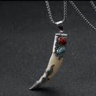 Mens Native American Tribal Turquoise Pendant Necklace Unisex Silver Jewelry