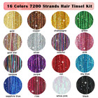 Hair Tinsel Kit  16 Colors 7200 Strands Glitter Tinsel Hair Extensions Heat Resi