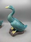 2 Fine Old Antique Chinese Mandarin Duck Enamel Painted Porcelain Statue Figures