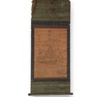 Antique Edo Buddhist Scroll Kannon 19th C Japanese Guanyin Woodblock Print 27 In