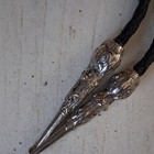 Men s Western Eagle Bolo Tie Silver Tone Adjustable Black Cord Turquoise Red