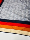 Vtg Mod Gogo Sears Blue Orange Yellow Striped Abstract Silk Wrap Scarf 23 x23 