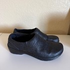 Klogs Mission Clogs Women 9 5 Black Floral Embossed Leather Excellent Work Shoes