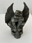 Winged Gargoyle Perched On A Skull Statue Figurine Decoration  2008 4 1 2 Inches