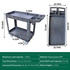 Utility Service Cart 2shelf 550lbs Heavy Duty Polypropylene Rolling Utility Cart