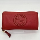 Gucci Long Wallet Round Zipper Soho Gg Logo Tassel Red Leather