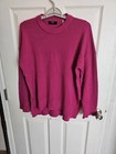Tahari Pullover Sweater Fuchsia Pink Hilo Hem Long Sleeves Size Xl