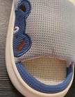 Linen Open Toe House Slippers Blue Grey Waffle Knit Anti-slip Slides Size 42-43
