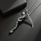 Large Grim Reaper Scythe Sickle Necklace Pendant Biker Punk Gothic Death Skull