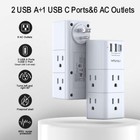 Surge Protector Power Strip With Usb C   A Ports  6 Outlet Rotating Plug