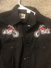 Ely Cattleman Pearl Snap Long Sleeve Men s Size M Western Shirt Motorcycle