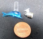Dolphin Blue Glass Vial 1in Tiny Bottle Charm Stones Ashes Pet Fur Pendant    Y