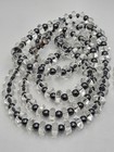 Vintage Artisan Clear Glass Hematite Beaded Necklace   Bracelet Sterling Signed