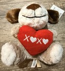 Rare Dan Dee Collectors Choice Brown Puppy Dog 7  Sitting Red Heart Plush Love
