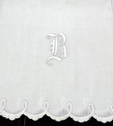 Pair Of Antique Linen King Pillowcases With Hand Embroidered  b  Monograms  A587