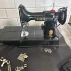 Vintage Singer Featherweight 221 Sewing Machine 1955 W case  Manual  Huge Lot 