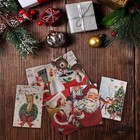 48 Pack Christmas Vintage Watercolor Greeting Cards Santa Snowman Reindeer Bl   