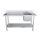 60 In  X 24 In  Stainless Steel Work Table With Built-in Right Prep Sink