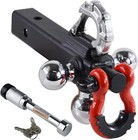 Trailer Hitch Tri-ball Mount  With Swivel Tow Shackle And Tow Hook  Fits For 2-i