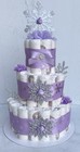 3 Tier  Snowflake Diaper Cake Baby Shower Girl  kirkland Diaper Size 1 