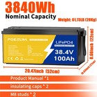 36v 100ah Lifepo4 Lithium Battery Deep Cycles Bms With Lcd Monitor For Golf Cart