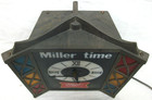 Working Vintage  1970 s   miller Time  Lighted Clock  Beer Sign  Faux Glass  Bar