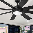 Poruace 60  Black Ceiling Fan 3 Color Temperatures Indoor Light Fan W  6 Speeds